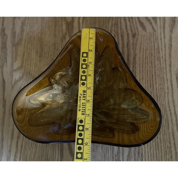 Murano Princess House Art Glass Amber Dish Bowl with Gold Fleck MCM Vintage 60s - Picture 7 of 8